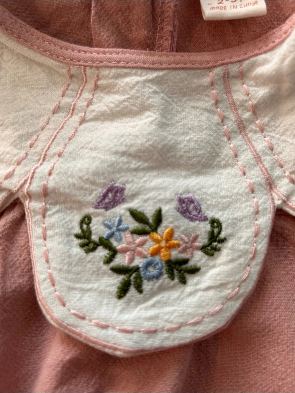 Cozy Pixies Pink Embroidered Collar Casual Dress Size 2/3. NWT